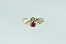 Load image into Gallery viewer, 14K Pear Ruby Diamond Accent Vintage Chevron Ring Yellow Gold