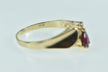 Load image into Gallery viewer, 14K Pear Ruby Diamond Accent Vintage Chevron Ring Yellow Gold