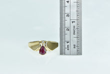 Load image into Gallery viewer, 14K Pear Ruby Diamond Accent Vintage Chevron Ring Yellow Gold