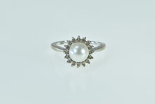 Load image into Gallery viewer, 14K 7mm Cultured Pearl Diamond Halo Vintage Ring Yellow Gold