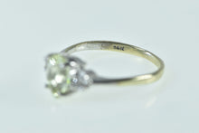 Load image into Gallery viewer, 14K Oval Green Quartz Diamond Accent Classic Ring White Gold