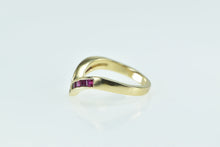 Load image into Gallery viewer, 14K Princess Ruby Chevron Diamond Vintage Ring Yellow Gold