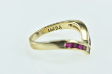 Load image into Gallery viewer, 14K Princess Ruby Chevron Diamond Vintage Ring Yellow Gold