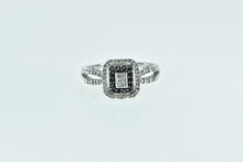 Load image into Gallery viewer, 10K Princess Diamond Black Halo Engagement Ring White Gold