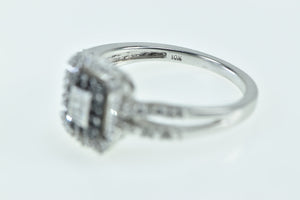 10K Princess Diamond Black Halo Engagement Ring White Gold