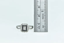 Load image into Gallery viewer, 10K Princess Diamond Black Halo Engagement Ring White Gold