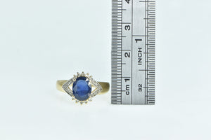 10K Oval Sapphire Diamond Vintage Engagement Ring Yellow Gold