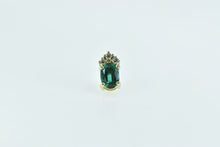 Load image into Gallery viewer, 14K Oval Syn. Emerald Diamond Single Stud Earring Yellow Gold