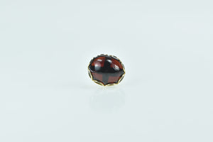 14K Black Onyx Cabochon Scalloped Single Stud Earring Yellow Gold