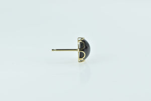 14K Black Onyx Cabochon Scalloped Single Stud Earring Yellow Gold