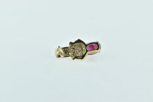 Load image into Gallery viewer, 14K Ruby Diamond Single Vintage Drop Stud Earring Yellow Gold