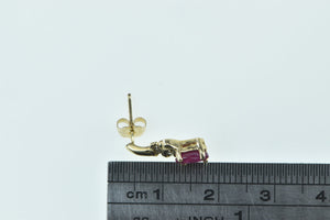 14K Ruby Diamond Single Vintage Drop Stud Earring Yellow Gold