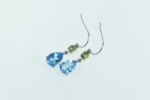 Load image into Gallery viewer, 10K Pear Blue Topaz Peridot Dangle Statement Earrings White Gold