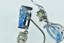 Load image into Gallery viewer, 10K Pear Blue Topaz Peridot Dangle Statement Earrings White Gold