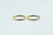 Load image into Gallery viewer, 10K 19.6mm Diamond Vintage Statement Hoop Earrings Yellow Gold