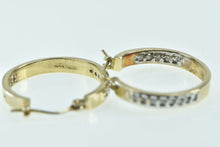 Load image into Gallery viewer, 10K 19.6mm Diamond Vintage Statement Hoop Earrings Yellow Gold