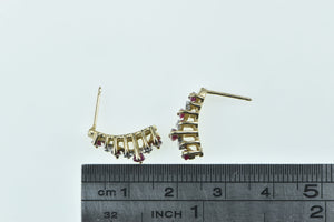 10K Marquise Ruby Diamond Vintage Earrings Yellow Gold