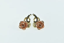 Load image into Gallery viewer, 10K 3D Two Tone Flower Rose Vintage Earrings Yellow Gold