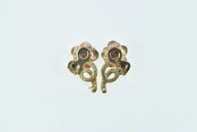 Load image into Gallery viewer, 10K 3D Two Tone Flower Rose Vintage Earrings Yellow Gold