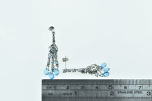 Load image into Gallery viewer, 10K Blue Topaz Fringe Diamond Tassel Dangle Earrings White Gold