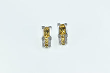 Load image into Gallery viewer, 14K Radiant Cut Citrine Diamond French Clip Earrings White Gold