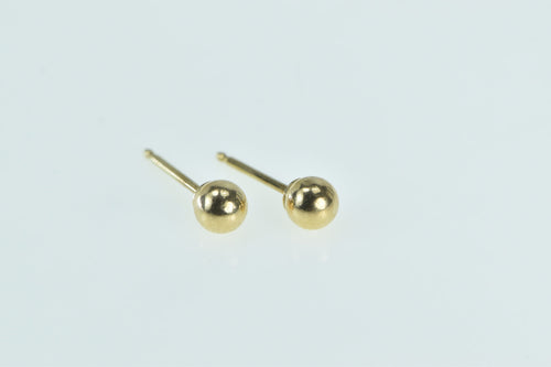 14K 3.9mm Vintage Round Ball Sphere Stud Earrings Yellow Gold