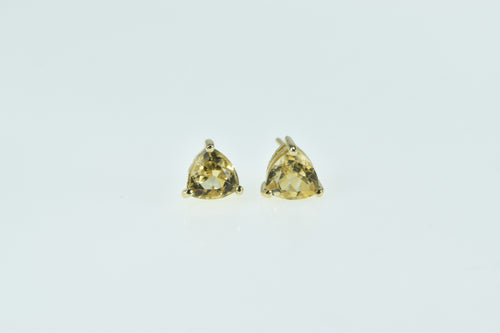 14K Trillion Citrine Solitaire Vintage Stud Earrings Yellow Gold