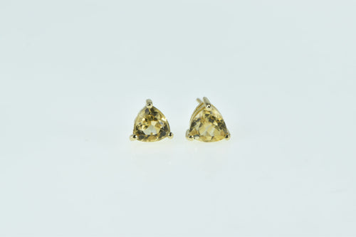 14K Trillion Citrine Solitaire Vintage Stud Earrings Yellow Gold