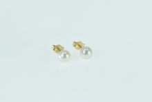 Load image into Gallery viewer, 14K 5.9mm Pearl Vintage Classic Pearl Stud Earrings Yellow Gold