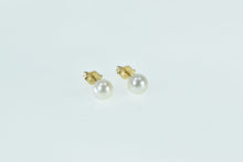 Load image into Gallery viewer, 14K 5.9mm Pearl Vintage Classic Pearl Stud Earrings Yellow Gold