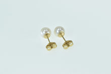 Load image into Gallery viewer, 14K 5.9mm Pearl Vintage Classic Pearl Stud Earrings Yellow Gold