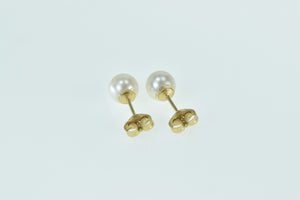 14K 5.9mm Pearl Vintage Classic Pearl Stud Earrings Yellow Gold