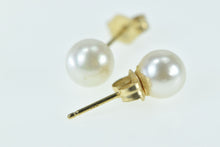 Load image into Gallery viewer, 14K 5.9mm Pearl Vintage Classic Pearl Stud Earrings Yellow Gold