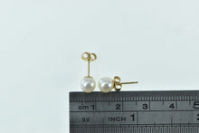 Load image into Gallery viewer, 14K 5.9mm Pearl Vintage Classic Pearl Stud Earrings Yellow Gold