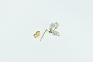 14K Single Vintage Pearl Dangle Tassel Fringe Earring Yellow Gold