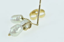 Load image into Gallery viewer, 14K Single Vintage Pearl Dangle Tassel Fringe Earring Yellow Gold