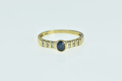 18K Oval Sapphire Diamond Vintage Engagement Ring Yellow Gold