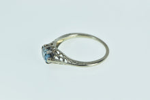 Load image into Gallery viewer, 18K Art Deco Filigree Blue Topaz Ornate Statement Ring White Gold