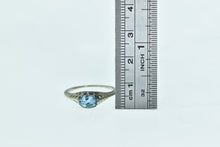 Load image into Gallery viewer, 18K Art Deco Filigree Blue Topaz Ornate Statement Ring White Gold