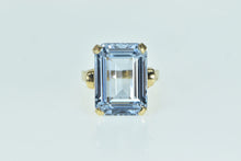 Load image into Gallery viewer, 14K Emerald Cut Blue Topaz Solitaire Cocktail Ring Yellow Gold