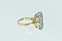 Load image into Gallery viewer, 14K Emerald Cut Blue Topaz Solitaire Cocktail Ring Yellow Gold