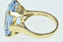 Load image into Gallery viewer, 14K Emerald Cut Blue Topaz Solitaire Cocktail Ring Yellow Gold