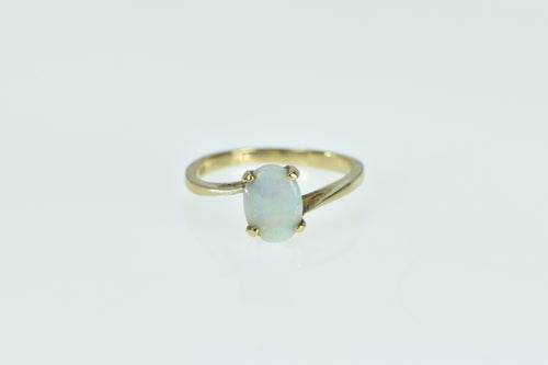 10K Oval Opal Vintage Classic Bypass Statement Ring Yellow Gold