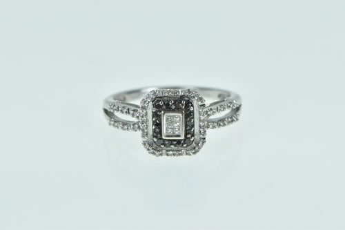 10K Princess Diamond Black Halo Engagement Ring White Gold