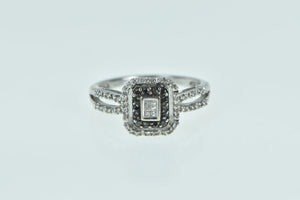 10K Princess Diamond Black Halo Engagement Ring White Gold