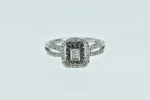 Load image into Gallery viewer, 10K Princess Diamond Black Halo Engagement Ring White Gold