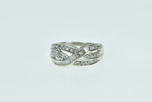 Load image into Gallery viewer, 10K Baguette Wavy Diamond Vintage Statement Ring White Gold