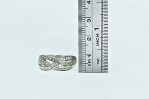 10K Baguette Wavy Diamond Vintage Statement Ring White Gold