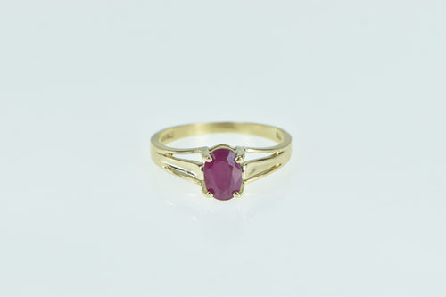 10K Oval Natural Ruby Vintage Solitaire Statement Ring Yellow Gold