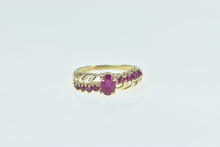 Load image into Gallery viewer, 10K Vintage Oval Ruby Bypass Slanted Look Ring Yellow Gold